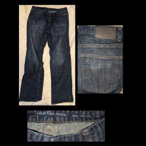 Calvin Klein Straight Dark Blue Jeans With Stretch Mens Size 33 x 32
